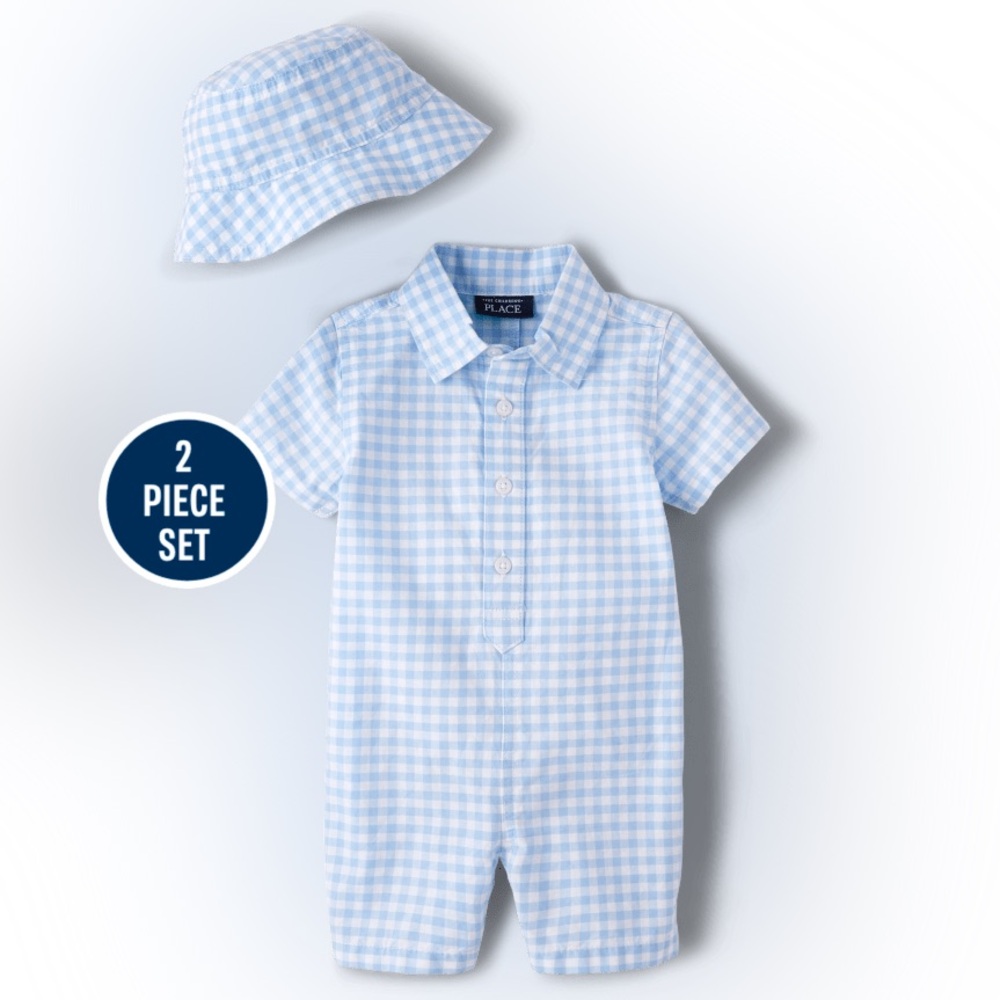 The Children's Place Blue and White Gingham One Piece